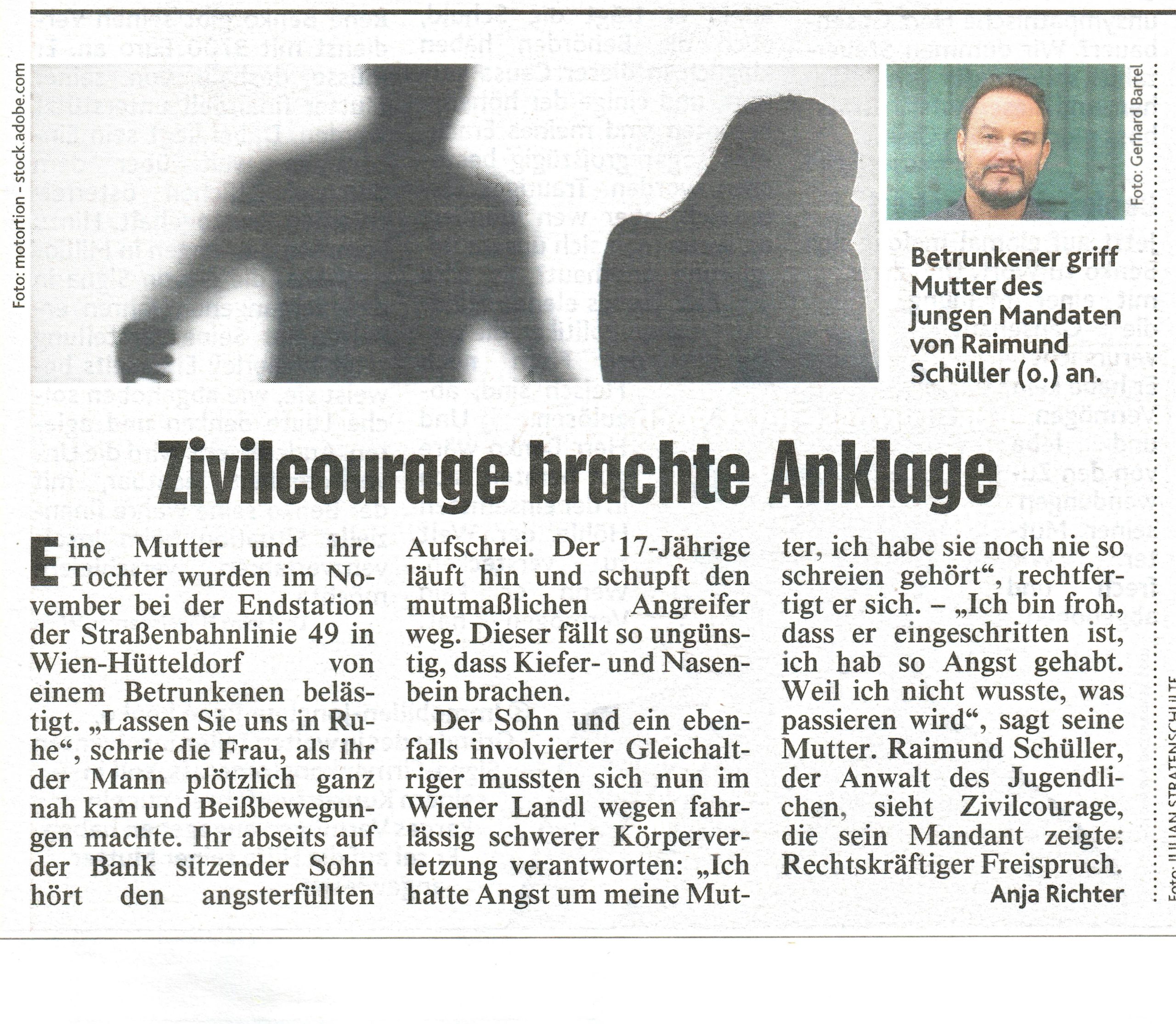 Zivilcourage brachte Anklage (Kronen Zeitung)